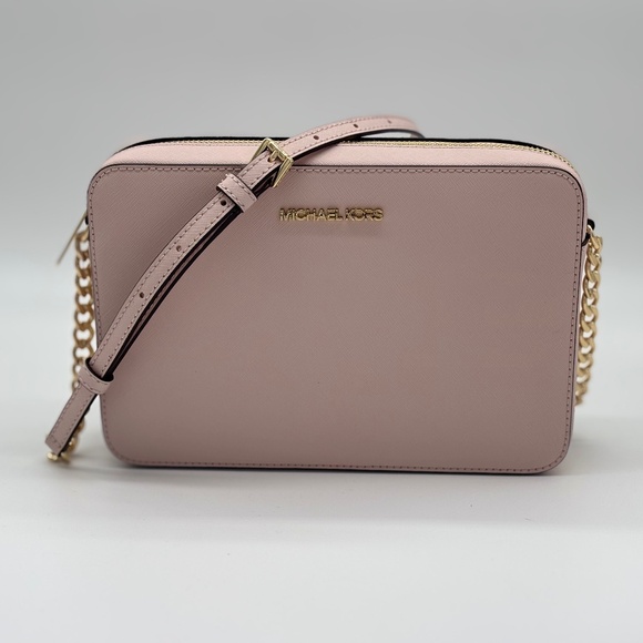 Michael Kors Jet Set Large East West Saffiano Leather Crossbody in Powder Blush - Picture 1 of 9